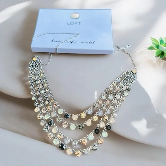 LOFT Silver and Gold Layered Necklace New - Picture 1 of 4